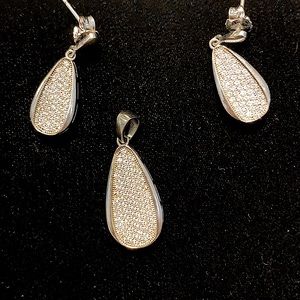 Silver 925 and Rhinestone Jewelry Set